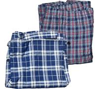 WJL WHISPERING JONES LONDON 2 Pack Mens Pyjama Trousers PJ Pants Bottoms Lounge Cotton Woven Check Nightwear Lightweight PJ Button Fly Open Hem Bottom S to 3XL, Red & Blue, S