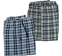 WJL WHISPERING JONES LONDON 2 Pack Mens Pyjama Trousers PJ Pants Bottoms Lounge Cotton Woven Check Nightwear Lightweight PJ Button Fly Open Hem Bottom S to 3XL, Black & Navy, L