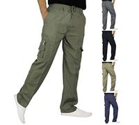 WJL WHISPERING JONES LONDON 2k19Dec Mens New Elasticated Cargo Combat Lightweight Work Cotton Trousers Pants Bottoms [Olive, 3XL]