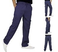 WJL WHISPERING JONES LONDON 2k19Dec Mens New Elasticated Cargo Combat Lightweight Work Cotton Trousers Pants Bottoms [Navy,