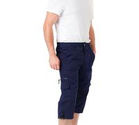 WJL WHISPERING JONES LONDON Mens 3/4 Long Shorts Cargo Combat Elasticated Waist Three Quarter Length Below Knee Modest M-6XL, Navy, 6XL
