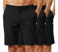 WJL WHISPERING JONES LONDON Mens 3 Pack Stretch Chino Shorts Quick Dry Polyester Fabric Four Way Stretch Summer Beach Holiday Regular Fit, Pack of 3 Black, 32W