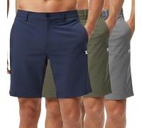 WJL WHISPERING JONES LONDON Mens 3 Pack Stretch Chino Shorts Quick Dry Polyester Fabric Four Way Stretch Summer Beach Holiday Regular Fit, Pack of 3 Pack D, 34W