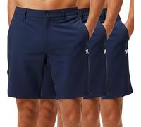 WJL WHISPERING JONES LONDON Mens 3 Pack Stretch Chino Shorts Quick Dry Polyester Fabric Four Way Stretch Summer Beach Holiday Regular Fit, Pack of 3 Navy, 40W