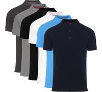 WJL WHISPERING JONES LONDON Mens 4, 5 or 6-Pack Polo Shirts Casual Tipping Collared Pique T-Shirts, Short-Sleeved Multi-Pack for Everyday Wear, Assorted Pack of 6 - Moor, XXL