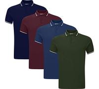 WJL WHISPERING JONES LONDON Mens 4, 5 or 6-Pack Polo Shirts Casual Tipping Collared Pique T-Shirts, Short-Sleeved Multi-Pack for Everyday Wear, Multipack PackB, M