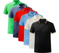 WJL WHISPERING JONES LONDON Mens 4, 5 or 6-Pack Polo Shirts Casual Tipping Collared Pique T-Shirts, Short-Sleeved Multi-Pack for Everyday Wear, Assorted - Pack of 6 - Apr, XL