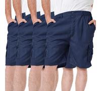 WJL WHISPERING JONES LONDON Mens 4 Pack Cargo Shorts Elasticated Waist Summer Holiday Wear Lightweight Comfortable Multipocket Utility Design, Navy, XL