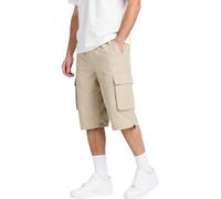 WJL WHISPERING JONES LONDON Mens 4 Way Stretch 3/4 Shorts Cargo Nylon Elasticated Waist Cargo Below Knee Zip Pocket Water Resistant Three Quarter Softshell Pants, 312 - Beige, M