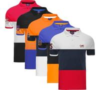 WJL WHISPERING JONES LONDON Mens 5-Pack Polo Shirts Striped Casual Short-Sleeved Collared T-Shirts, Multi-Pack Ideal for Work or Weekend Outfits, 5 Pack Block Stripe, M