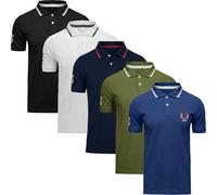 WJL WHISPERING JONES LONDON Mens 5-Pack Polo Shirts Striped Casual Short-Sleeved Collared T-Shirts, Multi-Pack Ideal for Work or Weekend Outfits, Pack of 5 Assorted, XL