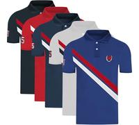 WJL WHISPERING JONES LONDON Mens 5-Pack Polo Shirts Striped Casual Short-Sleeved Collared T-Shirts, Multi-Pack Ideal for Work or Weekend Outfits, 5 Pack Diagonal Stripe, S