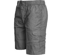 WJL WHISPERING JONES LONDON Mens Cargo Combat Plain Long Shorts Elasticated Waist Summer Polycotton SZ 30-40, Charcoal, 6XL