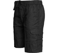 WJL WHISPERING JONES LONDON Mens Cargo Combat Plain Long Shorts Elasticated Waist Summer Polycotton SZ 30-40, Black, 4XL