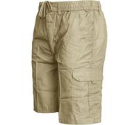 WJL WHISPERING JONES LONDON Mens Cargo Combat Plain Long Shorts Elasticated Waist Summer Polycotton SZ 30-40, Beige, XL