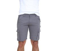 WJL WHISPERING JONES LONDON Mens Classic Fit Cargo Shorts Utility Multi Pocket Cotton Combat Chino Half Pants, Charcoal, 32W