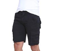 WJL WHISPERING JONES LONDON Mens Classic Fit Cargo Shorts Utility Multi Pocket Cotton Combat Chino Half Pants, Black, 32W