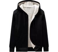WJL WHISPERING JONES LONDON Mens Classic Hooded Sherpa Fur Lined Padded Fleece Jacket Hoodie Full Zip Menswear Hiking Warm Outdoor Coat S-XXL, Black, M