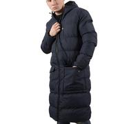 WJL WHISPERING JONES LONDON Mens Long Coat Puffer Hooded Jacket Padded Winter Parka Warm S-XXL, Navy,M