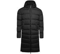 WJL WHISPERING JONES LONDON Mens Longline Parka Coat Padded Hooded Extra Long Winter Coat Outdoor Full Zip Lightweight Jacket, Black, L