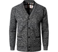 WJL WHISPERING JONES LONDON Mens Thermal Fleece Lined Knitted Cardigan Jacket Cozy Stretch Button Up Cardigan Perfect Casual Wear Winter Grandad Casual, Black, S