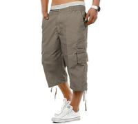 WJL WHISPERING JONES LONDON New Mens Elasticated Shorts Cargo Combat Shorts Cotton 6 Pocket 3/4 Long Pants, Khaki - BG, M