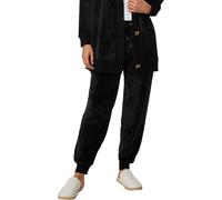 WJL WHISPERING JONES LONDON Womens Sherpa Fleece Lined Fleece Lounge Joggers Soft Warm Elastic Waist Comfortable Relaxed Fit Bottoms Winter Wear, Black, XS