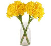 WJLQIST 2 Bundles Artificial Daffodils, Daffodil Gifts, 60Pcs Daffodils Silk Long-Stem, Yellow Narcissus Bouquets For Table Centerpieces, Home & Wedding Daffodil Decorations, DIY Friendly