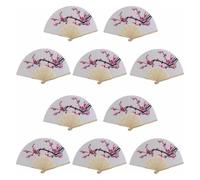 WJLYDM 10 Pcs Delicate Cherry Blossom Design Silk Folding Hand Fan Wedding Favors Party