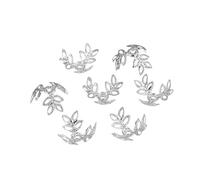 WJLYDM 100pcs/lot 16x16mm Metallic Three Leaves Spacer Beads End Cap For DIY Jewelry Making Bracelet Findings Supplies(Rhodium)