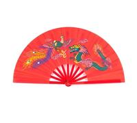 WJLYDM 2PCS Kung Fu Fan Tai Chi Martial Arts Dragon Phoenix Plastic Handheld Folding Fans Art Dance(Red)