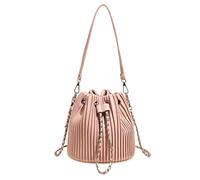 WJLYDM Chain Drawstring Pleated Bucket Bags Women's Solid Color Casual All-Match Crossbody Bag Daily Commute Shoulder Packs For Travel, Commuter Student
