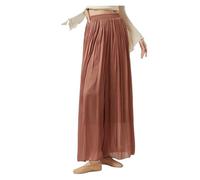 WJLYDM Classical Dance Pant Women Wide Leg Trousers 2-Layers Stage Costumes Lounge Pants Practice Clothes(Brown,S)