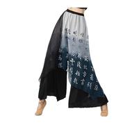 WJLYDM Classical Dance Wide Leg Pants Female Chinese Style Women's Skirt Chiffon Elegant Modern Dancewear(Black,L)