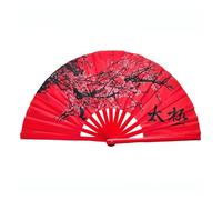 WJLYDM Folding Hand Fan Kung Fu Tai Chi Fan Nylon-Cloth Fans For Performance Dance Decorations Martial Arts Plum Blossom(1 right hand fan)