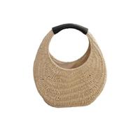 WJLYDM Half-Round Rattan Woven Straw Bag Summer Women Messenger Bags Handbag Small Beach Handbag Top-Handle Bags(Beige)