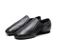 WJLYDM Leather Upper Jazz Shoe Slip On for Women and Men Dance(Black,42)
