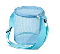 WJLYDM Mesh Shell Storage Bag Beach Three-dimensional Round Sand Bucket With Adjustable Carrying Straps(Blue)