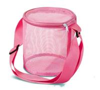 WJLYDM Mesh Shell Storage Bag Beach Three-dimensional Round Sand Bucket With Adjustable Carrying Straps(Rose red)