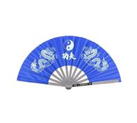 WJLYDM Stainless Steel Tai Chi Martial Arts Kung Fu Dance Practice Training Performance Fan(Blue)