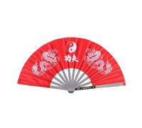 WJLYDM Stainless Steel Tai Chi Martial Arts Kung Fu Dance Practice Training Performance Fan(Red)