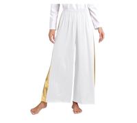 WJLYDM Womens Celebration Of Spirit Pants Praise Dance Wide-Leg Trousers Worship Costume Modern Dancewear Praisewear(White,L)