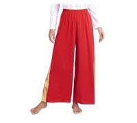 WJLYDM Womens Celebration Of Spirit Pants Praise Dance Wide-Leg Trousers Worship Costume Modern Dancewear Praisewear(Red,L)