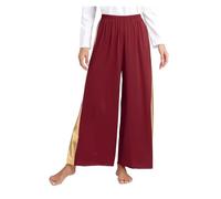 WJLYDM Womens Celebration Of Spirit Pants Praise Dance Wide-Leg Trousers Worship Costume Modern Dancewear Praisewear(Burgundy,S)