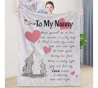 WJMSDK Gifts for Grandma - Personalised Elephant Blanket Gifts for Grandma, Nanny Birthday Gifts, Thanksgiving Birthday for Nanny Nana Grandma Grandmother