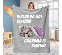 WJMSDK Grandma Gifts - Sloth Flannel Blanket with Funny Sayings for Grandma's Birthday, Christmas, Thanksgiving & More