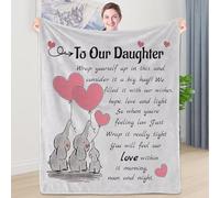 WJMSDK Personalised Elephant Blanket - Gifts for Our Daughter, Birthday & Thanksgiving