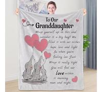 WJMSDK Personalised Elephant Blanket - Granddaughter Gifts for Birthdays & Special Occasions