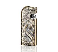 WJMTXAZH Carving Dragon Antique Lighter, Cool Vintage Metal Lighters, Torch Lighters Butane Refillable, Unique Lighters Gifts for Men, for Candle Camping(NO Butane Fuel) (#6)
