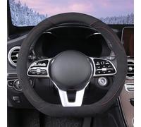 WJMZ Soft D Shape Steering Wheel Cover, Warm Steering Wheel Cover Fashion Universal 15 inch, Black
